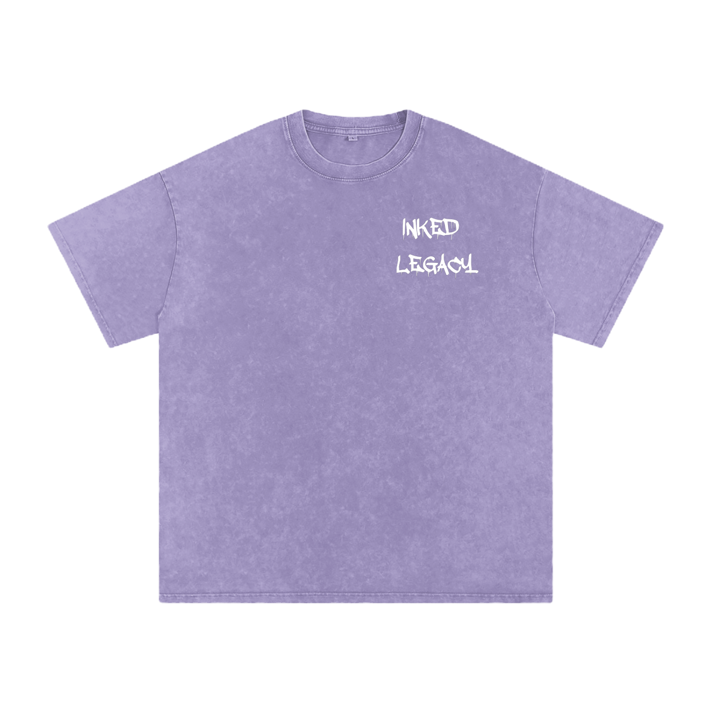 Purple t-shirt with 'Inked Legacy' text on a white background