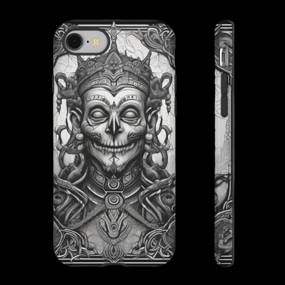 Phone case with intricate black and white design on a white background