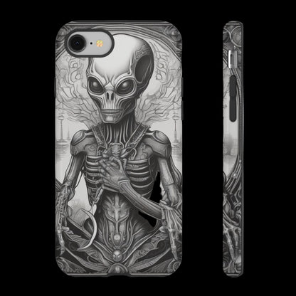 Phone case with alien design on a white background