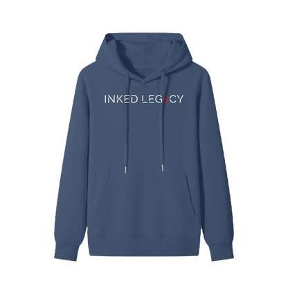 Blue hoodie with 'Inked Legacy' logo on a white background