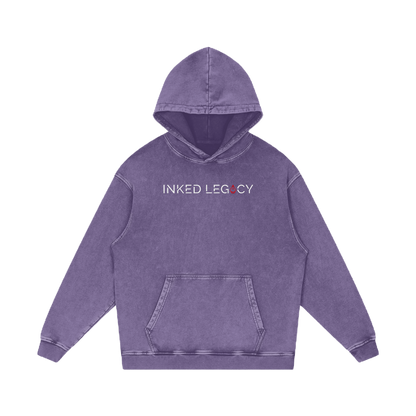 Inked Legacy - Acid Wash Serpent & Skull Hoodie