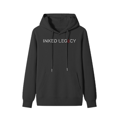 Black hoodie with 'Inked Legacy' text on a white background