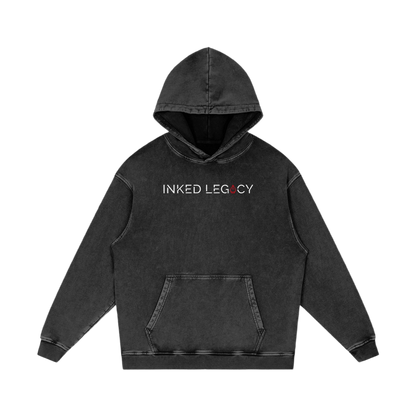 Black hoodie with 'INKED LEGACY' text on a white background