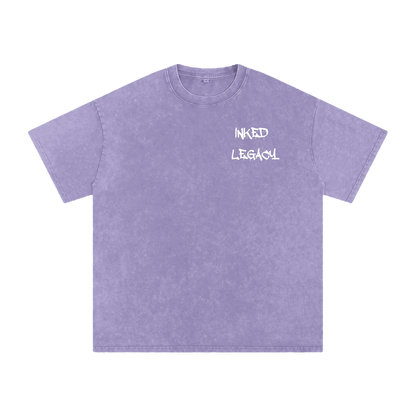 Purple t-shirt with 'Inked Legacy' text on a white background