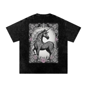 Inked Legacy - Acid Wash Gothic Unicorn Tee