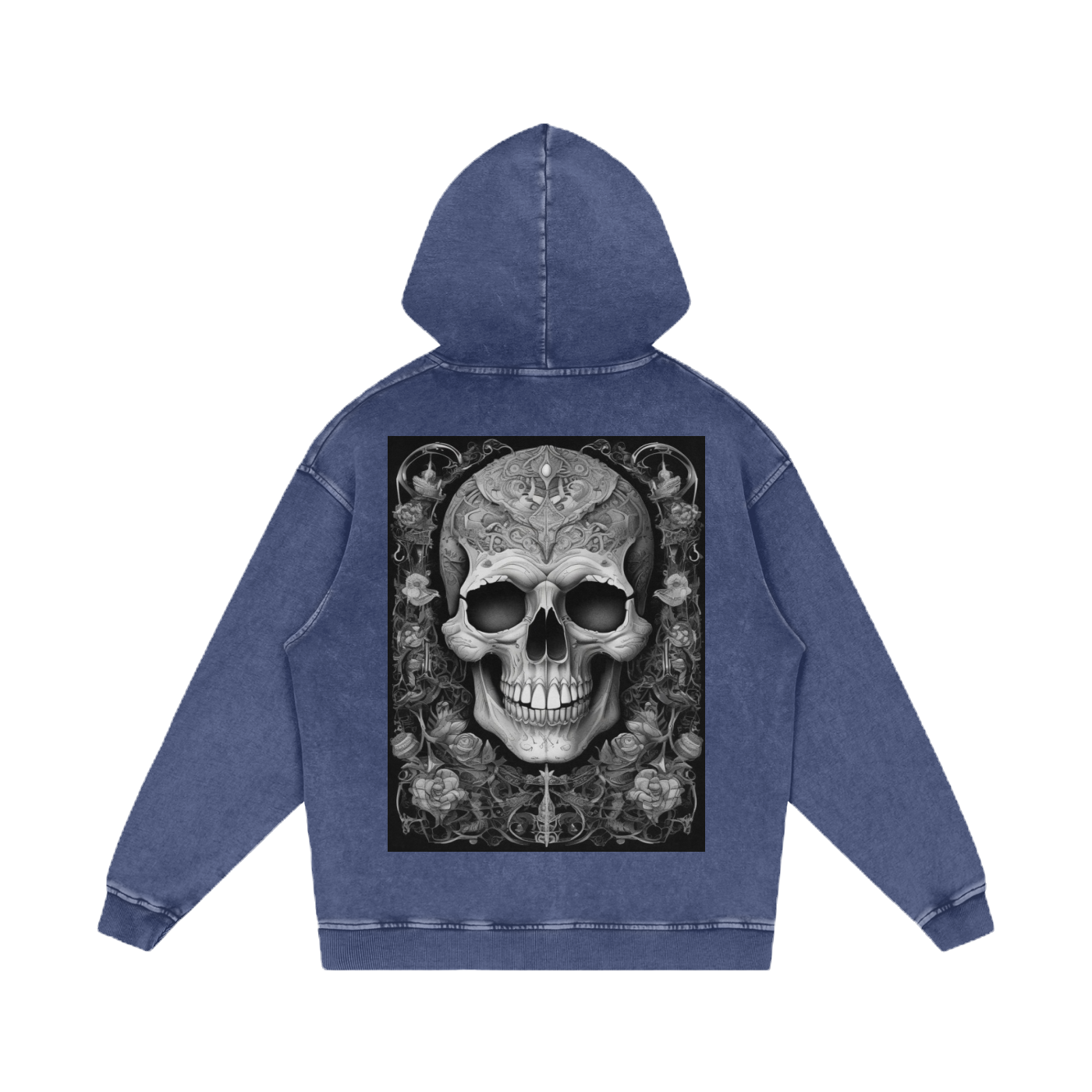 Inked Legacy - Acid Wash Ornate Skull Hoodie