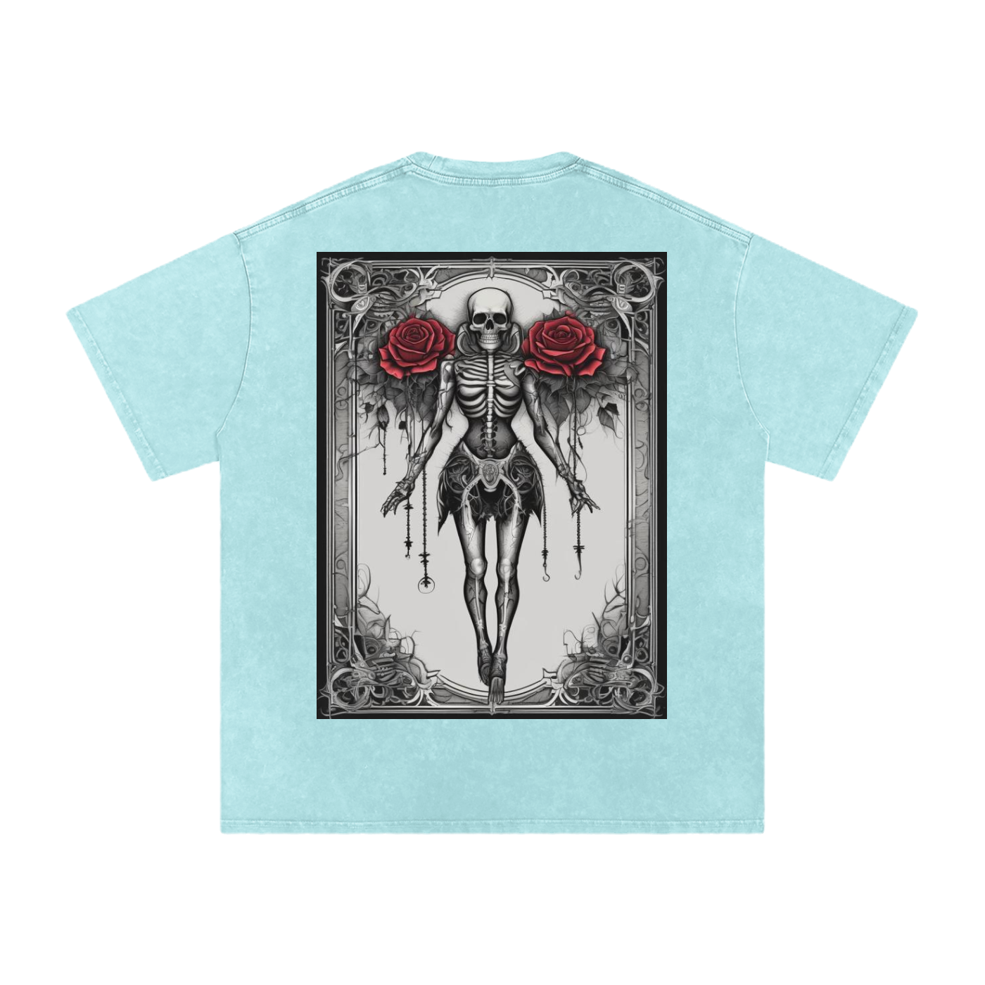 Inked Legacy - Acid Wash Rose Skeleton Tee