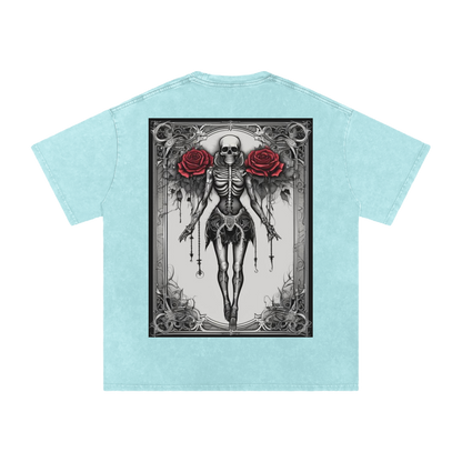 Inked Legacy - Acid Wash Rose Skeleton Tee