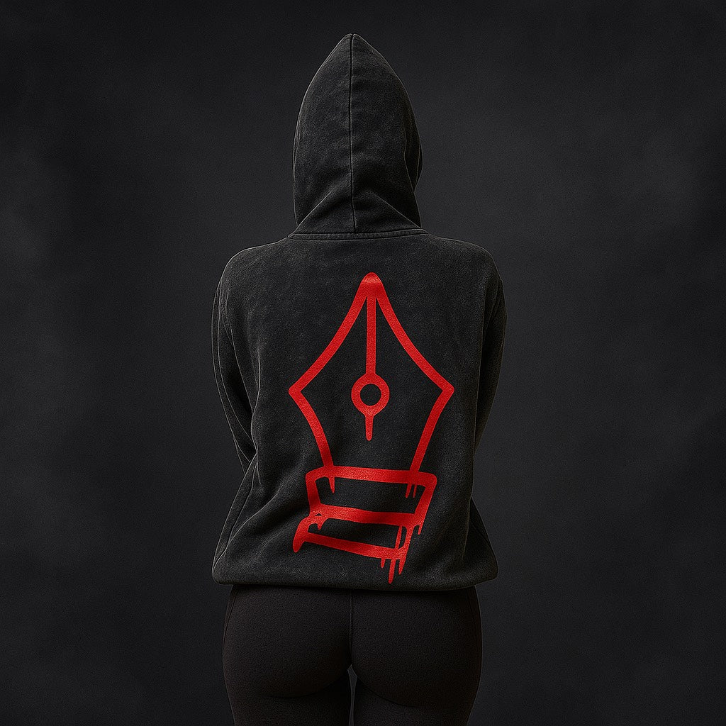 Inked Legacy - Acid Wash Red Ink Hoodie