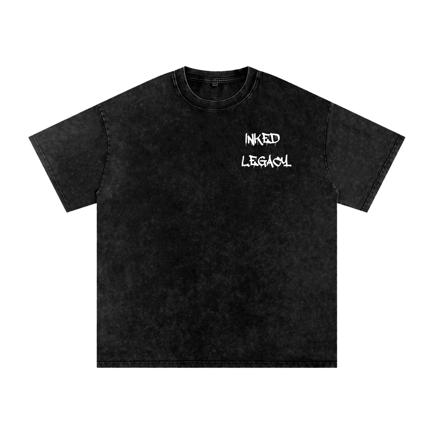Black t-shirt with 'Inked Legacy' text on a white background